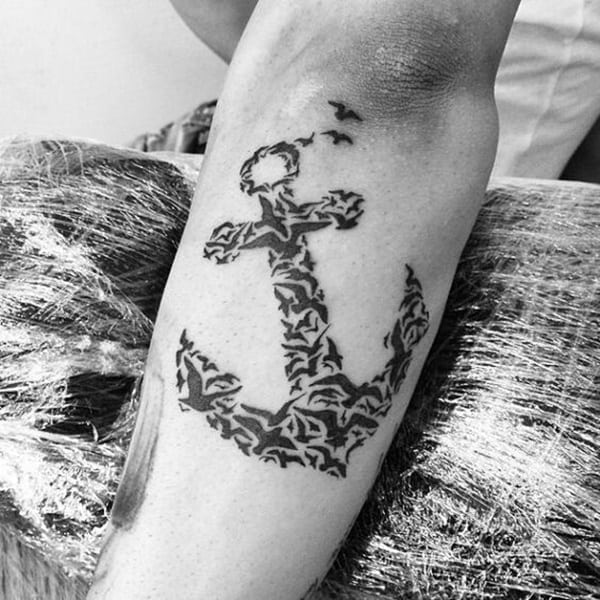 tatuaggio ancora uccelli